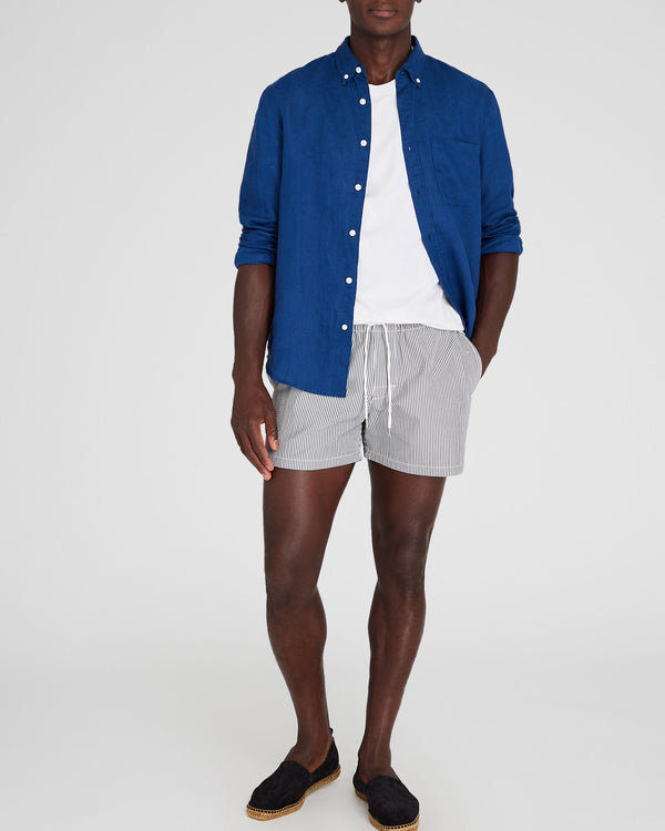 club monaco Arlen Seersucker 4" Swim Trunk Navy Mix