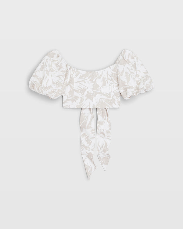 Club Monaco Balloon Sleeve Crop Top Oatmeal Base