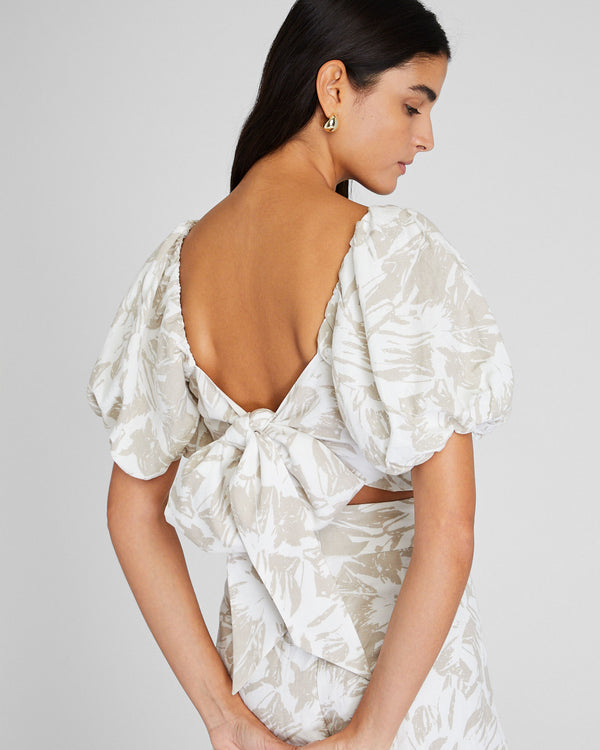 Club Monaco Balloon Sleeve Crop Top Oatmeal Base