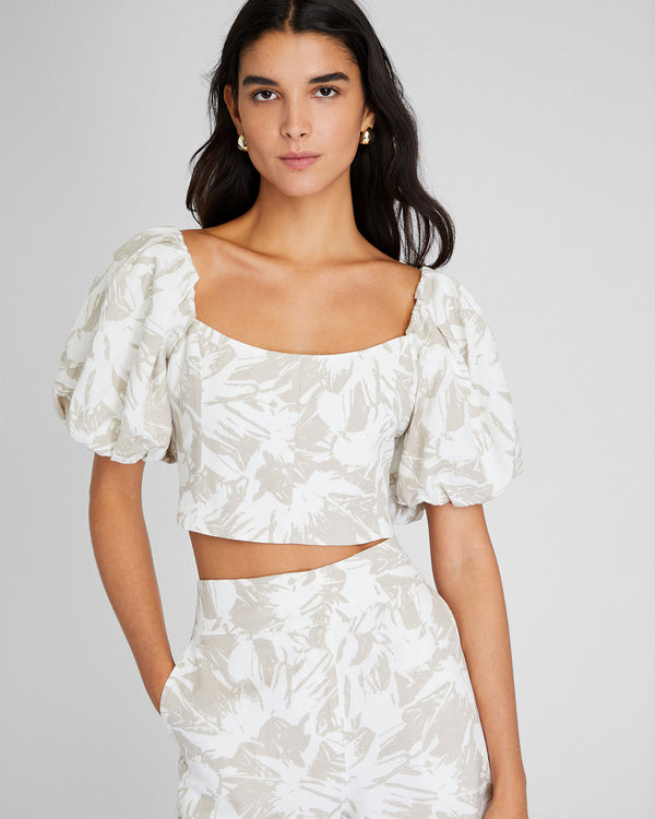 club monaco Balloon Sleeve Crop Top Oatmeal Base