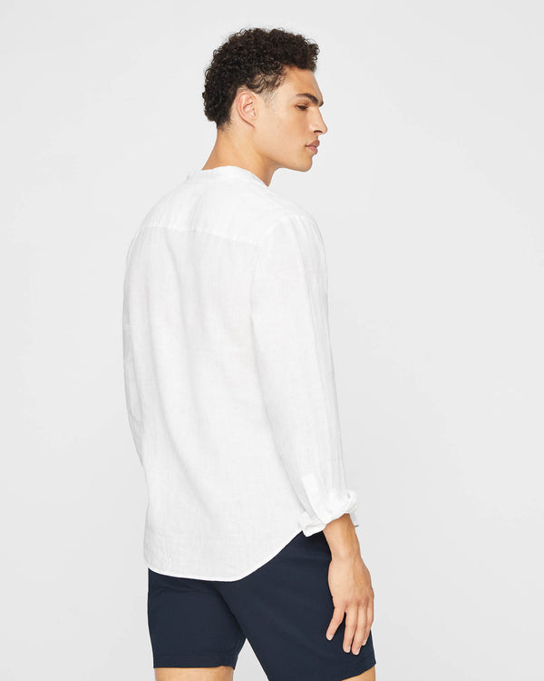 Club Monaco Band Collar Linen Shirt White