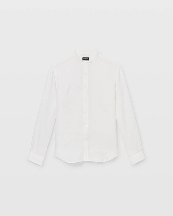 Club Monaco Band Collar Linen Shirt White