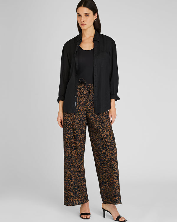 Club Monaco Bias Cut Linen Pant Brown Print