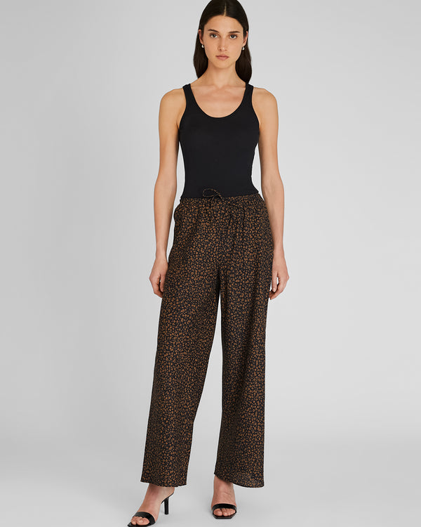 club monaco Bias Cut Linen Pant Brown Print