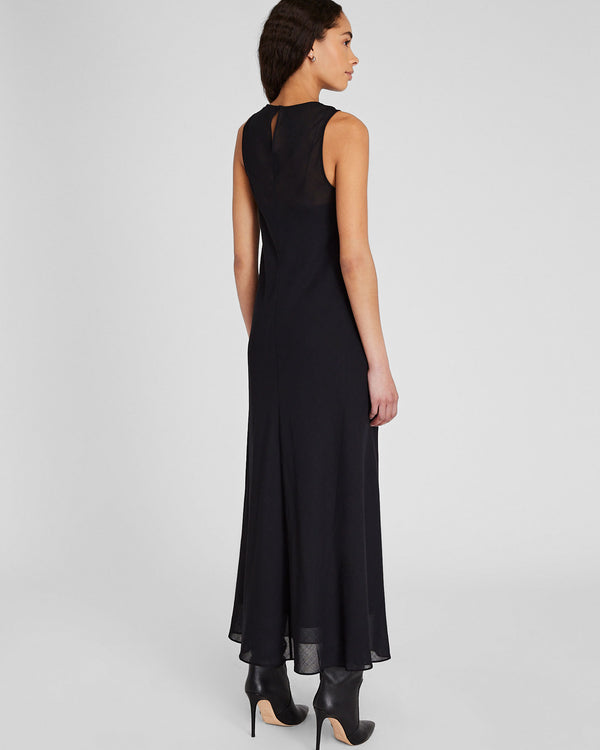 Club Monaco Bias Wool Blend Gauze Maxi Dress Black