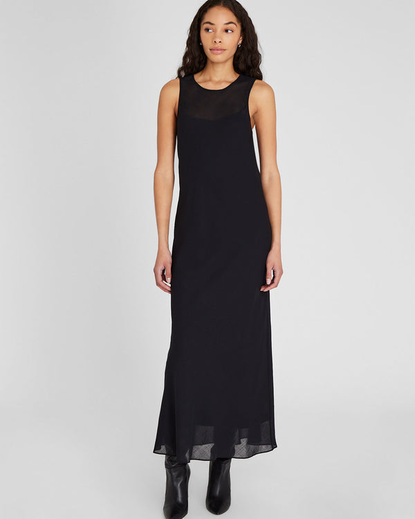 club monaco Bias Wool Blend Gauze Maxi Dress Black