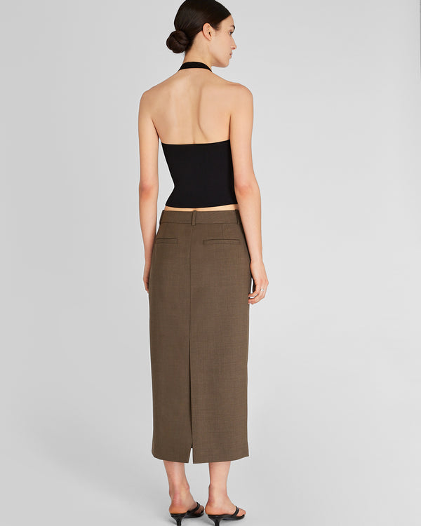 Club Monaco Borrem Column Maxi Skirt Medium Olive