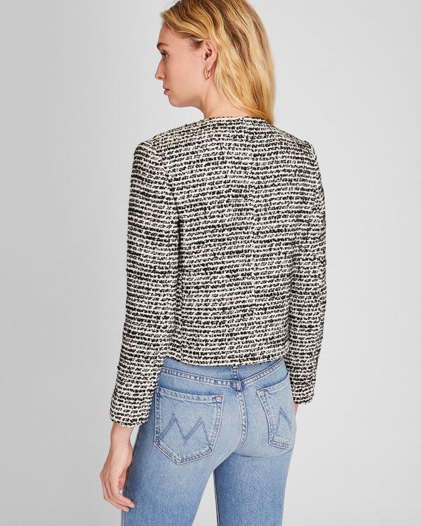 Club Monaco Bouclé Cropped Collarless Jacket Black