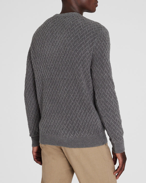 Club Monaco Bouclé Half-Diamond Crewneck Grey
