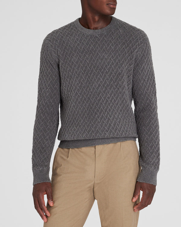 club monaco Bouclé Half-Diamond Crewneck Grey