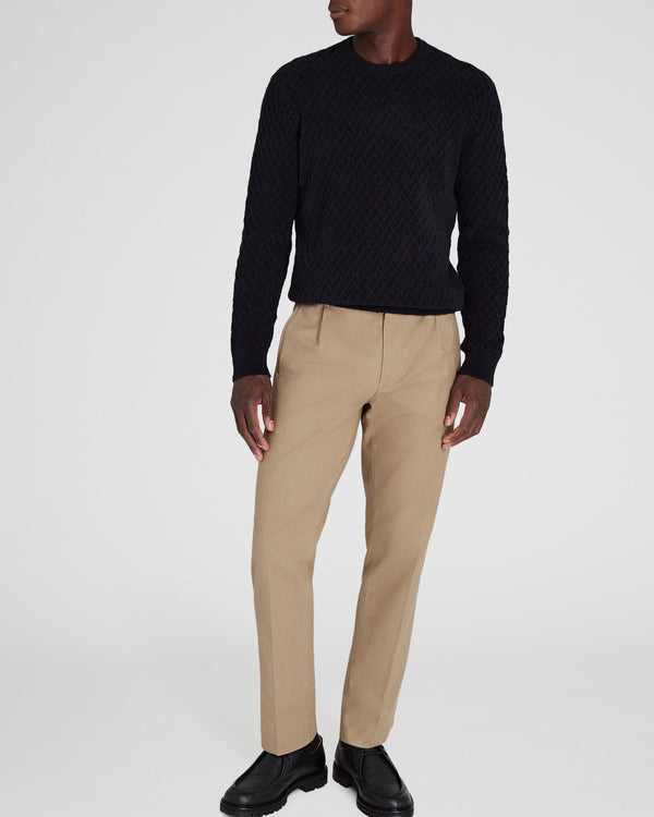 Club Monaco Bouclé Half-Diamond Crewneck Navy