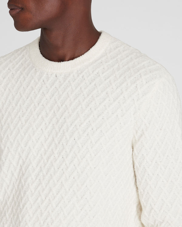 Club Monaco Bouclé Half-Diamond Crewneck Off White