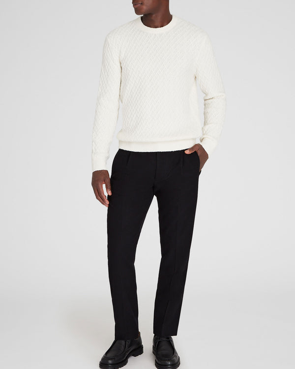Club Monaco Bouclé Half-Diamond Crewneck Off White