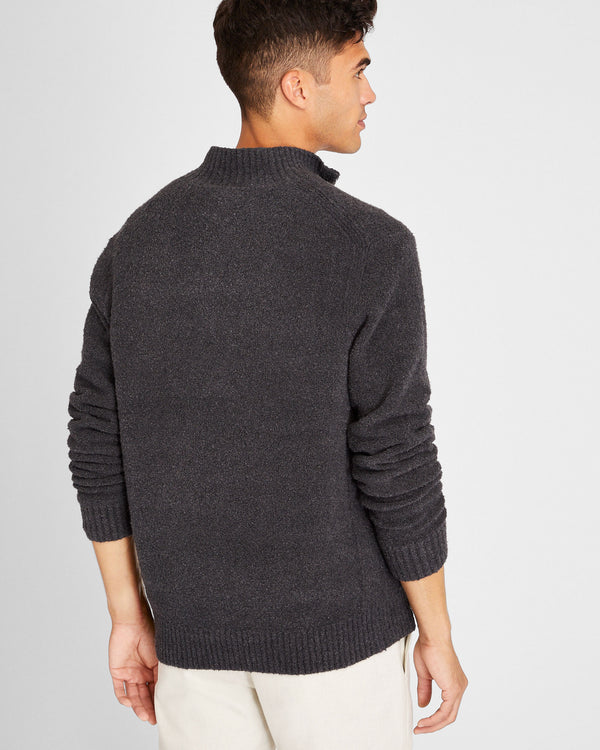 Club Monaco Bouclé Quarter-Zip Sweater Charcoal