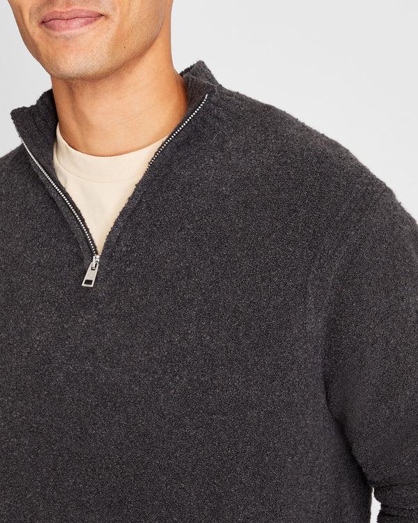 Club Monaco Bouclé Quarter-Zip Sweater Charcoal