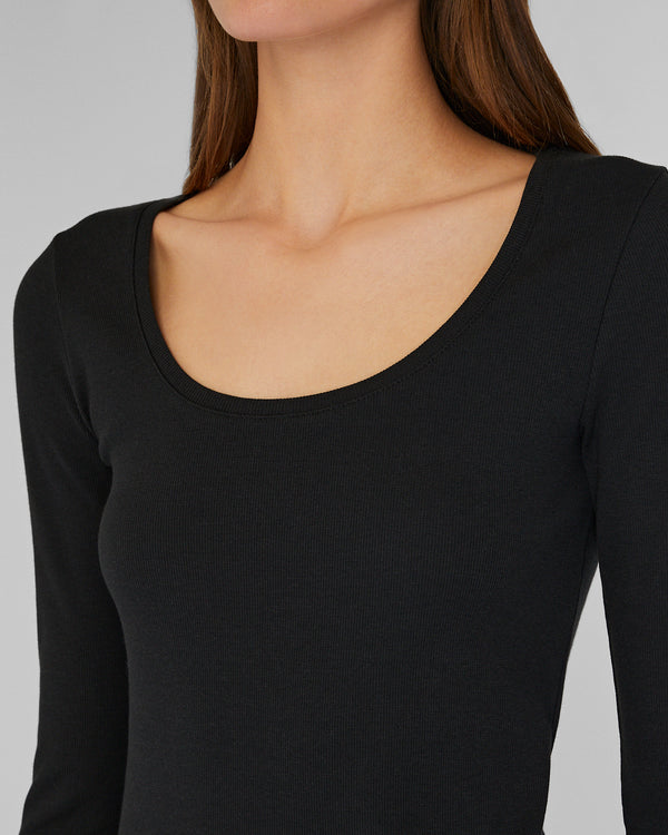 Club Monaco Bowee Long-Sleeve Scoop Neck Tee Black