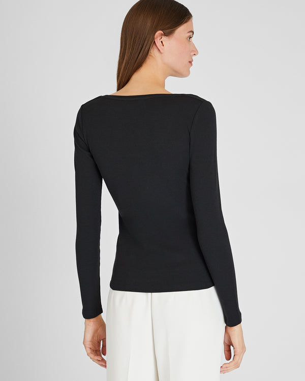 Club Monaco Bowee Long-Sleeve Scoop Neck Tee Black