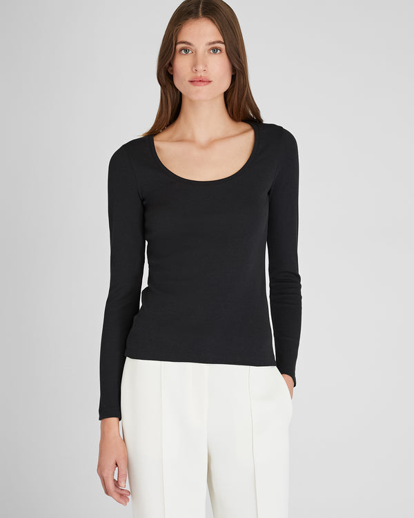 club monaco Bowee Long-Sleeve Scoop Neck Tee Black