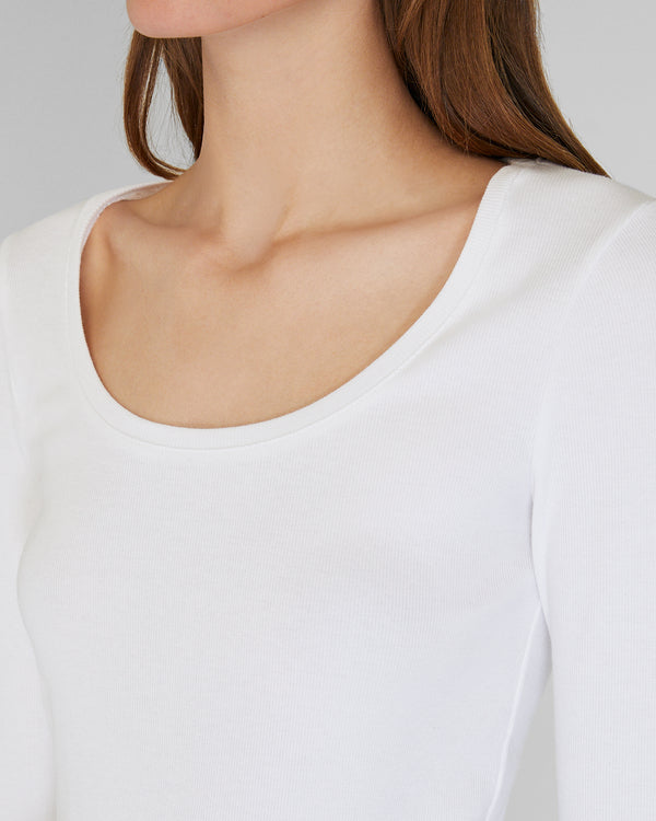 Club Monaco Bowee Long-Sleeve Scoop Neck Tee White