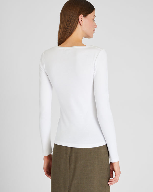 Club Monaco Bowee Long-Sleeve Scoop Neck Tee White