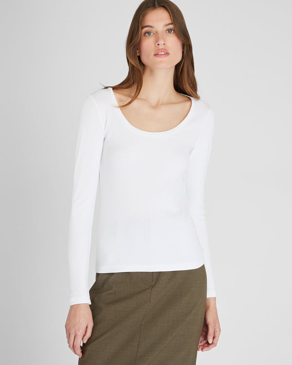 club monaco Bowee Long-Sleeve Scoop Neck Tee White