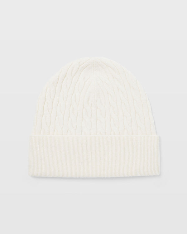 club monaco Cable-Knit Cashmere Hat Off White