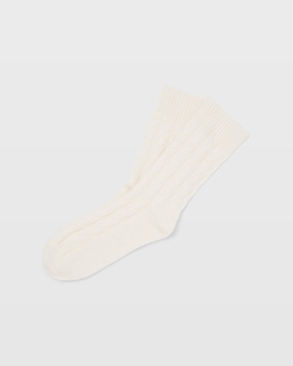 club monaco Cable-Knit Cashmere Socks Off White