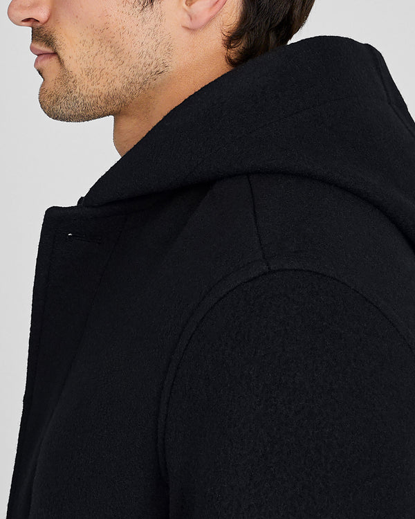Club Monaco Capsule Wool Blend Hooded Coat Black