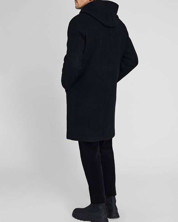 Club Monaco Capsule Wool Blend Hooded Coat Black