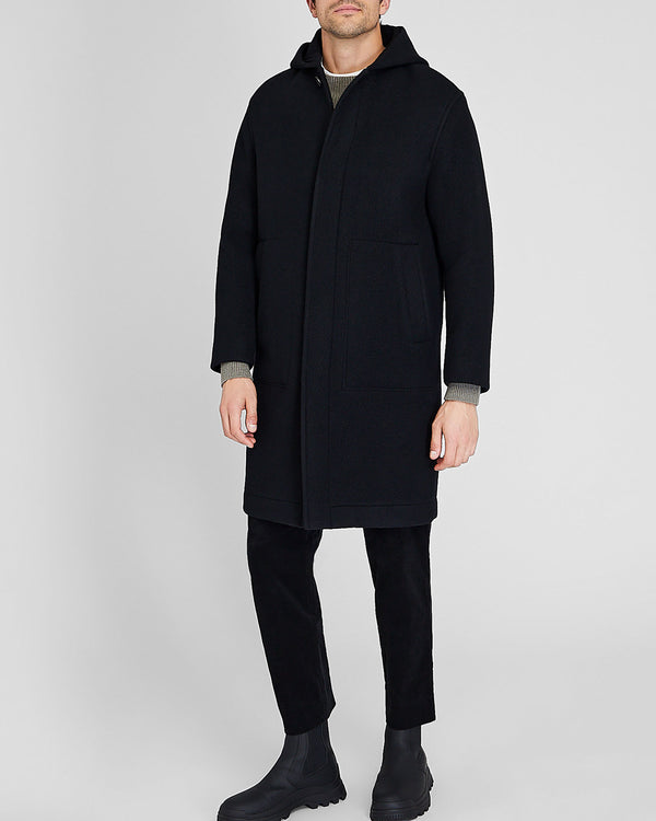 Club Monaco Capsule Wool Blend Hooded Coat Black