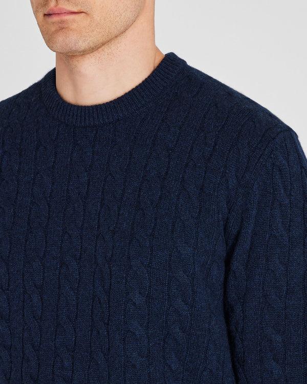 Club Monaco Cashmere Cable Crewneck Sweater Navy