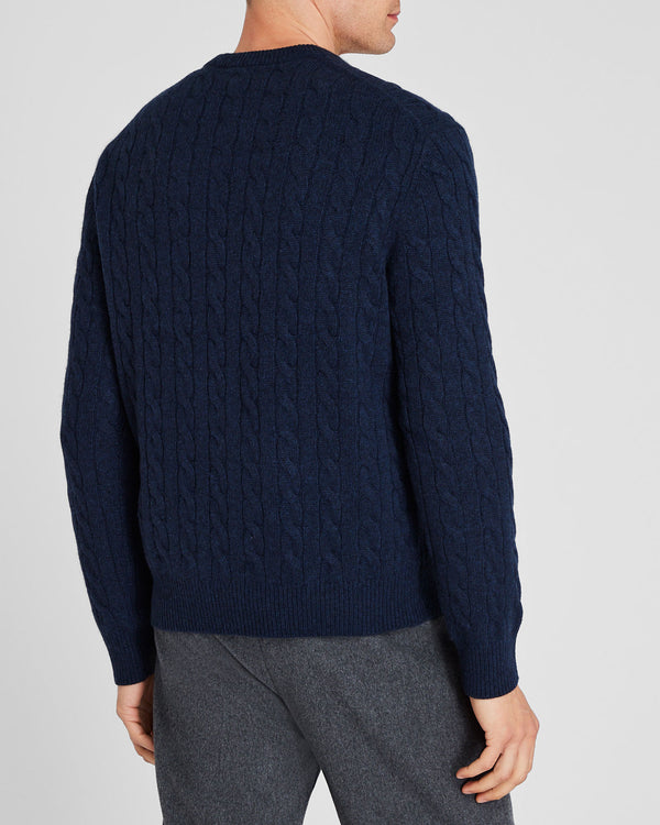 Club Monaco Cashmere Cable Crewneck Sweater Navy