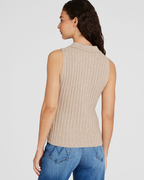 Club Monaco Cashmere Johnny Collar Tank Oatmeal