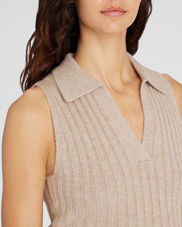 Club Monaco Cashmere Johnny Collar Tank Oatmeal