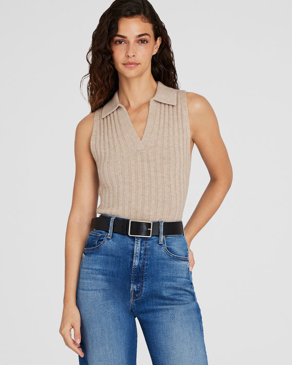 club monaco Cashmere Johnny Collar Tank Oatmeal