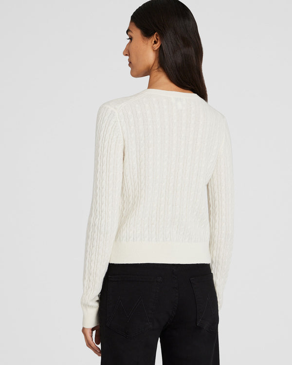 Club Monaco Cashmere Mini Cable Cardigan Ivory