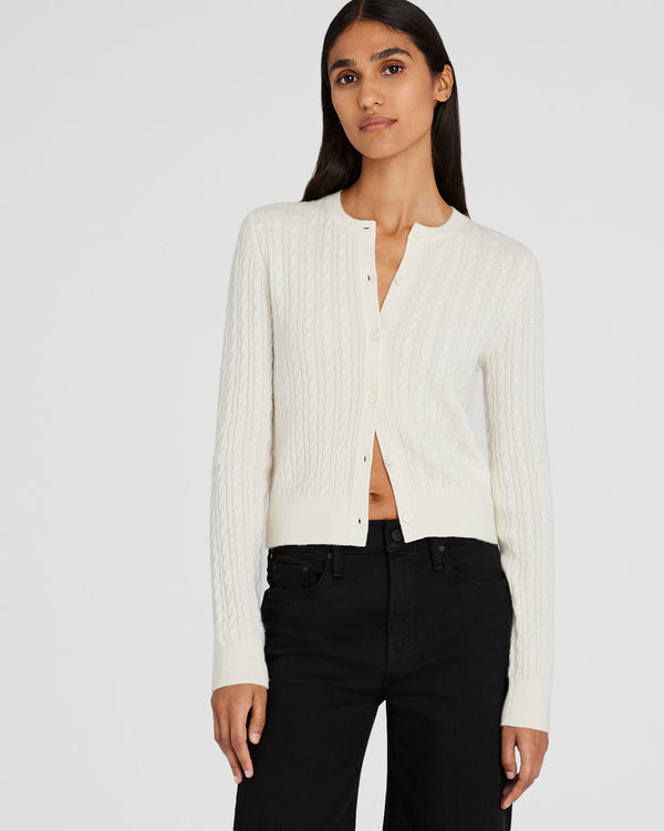 club monaco Cashmere Mini Cable Cardigan Ivory