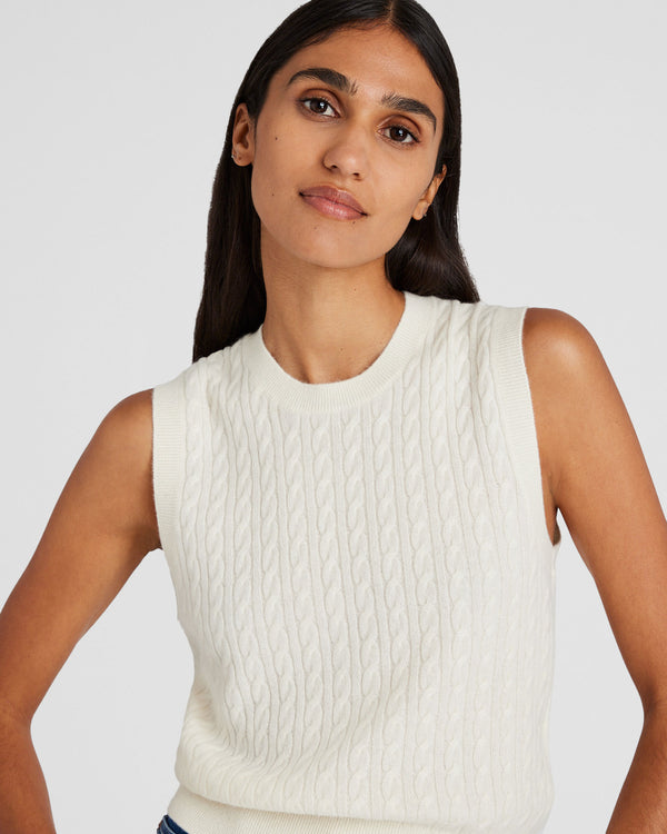 Club Monaco Cashmere Mini Cable Shell Ivory