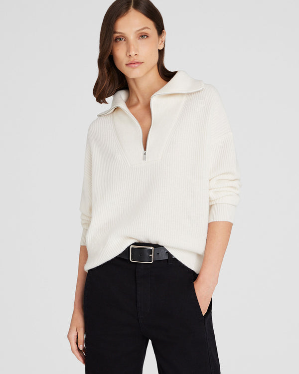 club monaco Cashmere Quarter-Zip Sweater Ivory