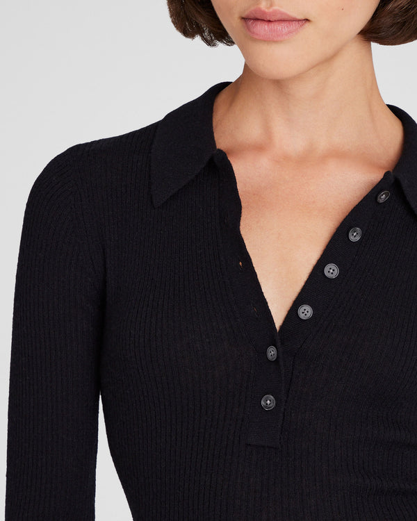 Club Monaco Cashmere Rib Polo Black