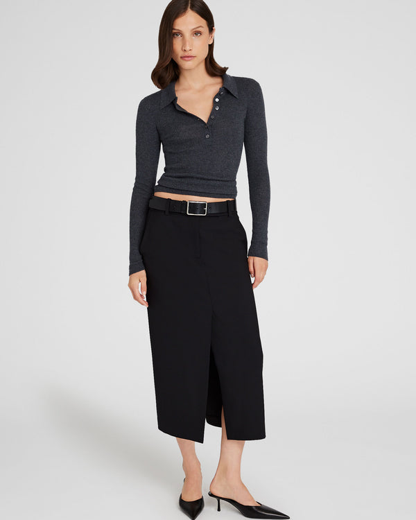 Club Monaco Cashmere Rib Polo Charcoal