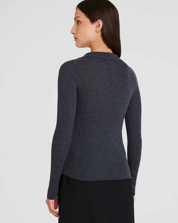 Club Monaco Cashmere Rib Polo Charcoal