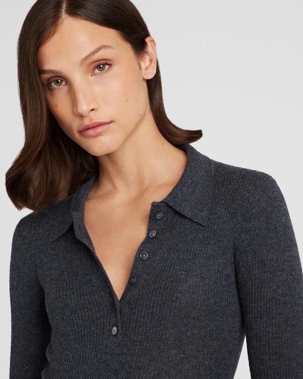 Club Monaco Cashmere Rib Polo Charcoal
