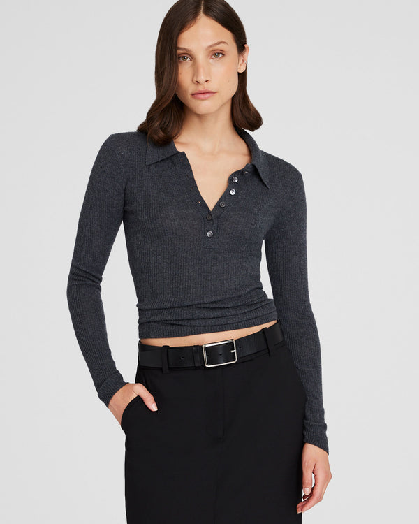 club monaco Cashmere Rib Polo Charcoal