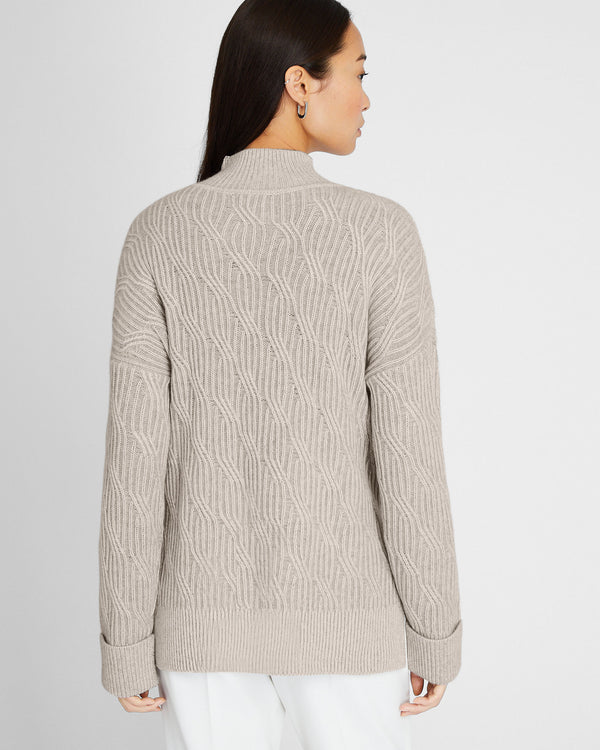 Club Monaco Cashmere-Silk Cable Turtleneck Oatmeal