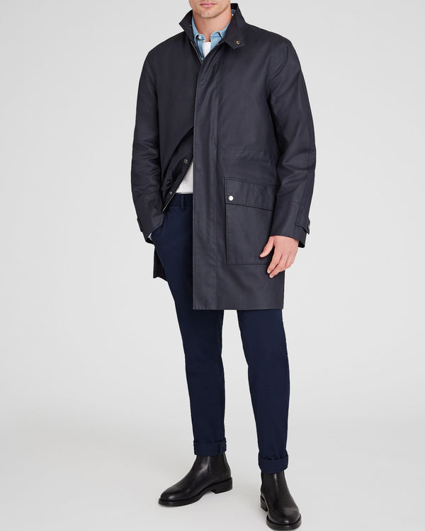 Club Monaco Casual Waxed-Cotton Mac Coat Navy
