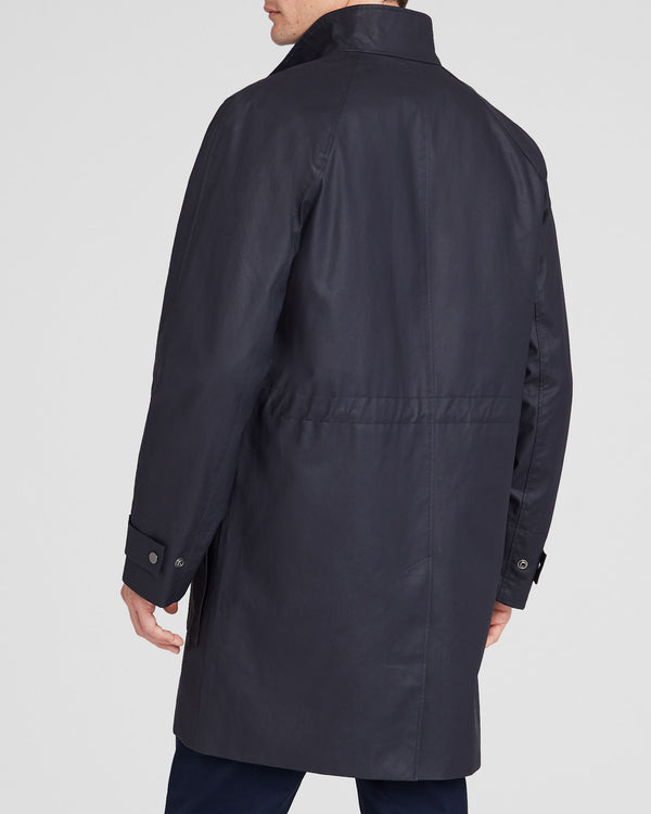 Club Monaco Casual Waxed-Cotton Mac Coat Navy