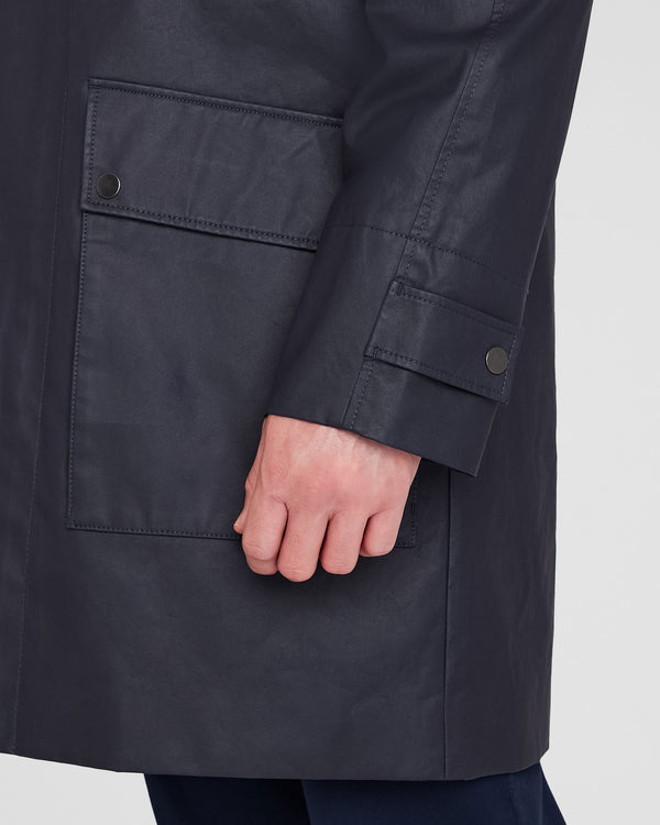 Club Monaco Casual Waxed-Cotton Mac Coat Navy