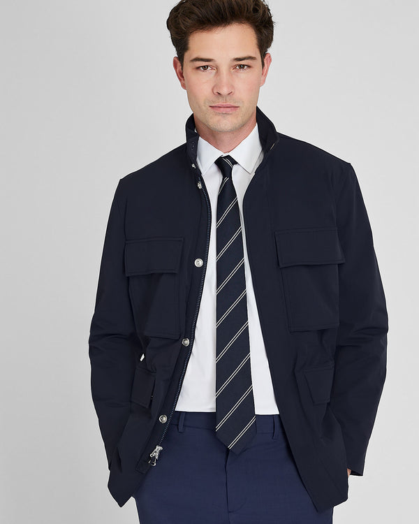 Club Monaco CM Stripe Silk Tie Navy Stripe