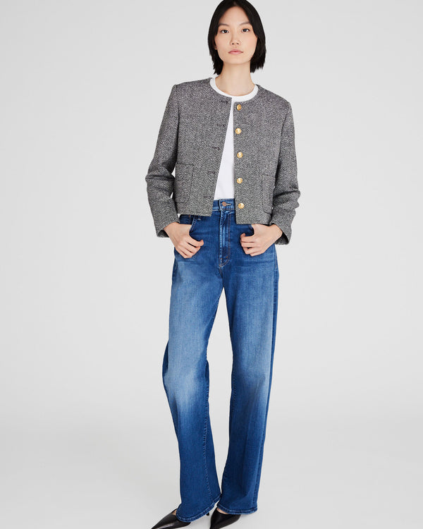 Club Monaco Collarless Tweed Jacket Black Ivory